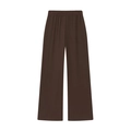 Women's dark brown wide leg trousers with elastic waist and high drape fabric - XS / Pants