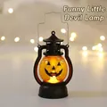 Halloween pumpkin lantern with glowing LED light and decorative retro black frame - Pumpkin Lantern A (Funny Face)