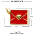 Detailed parameter diagram showing red heart envelope pendant dimensions 18mm by 10mm - Red Envelope (YE958-2)