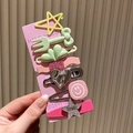 Détail d'un lot de 7 barrettes colorées aux formes d'étoiles et de cœurs mignons - Y138 Summer Coeur à Coeur Lot de 7