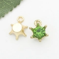 DIY crown pendant in green rhinestone with gold plated base for jewelry making - Green