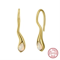 Elegant 925 sterling silver gold earrings featuring teardrop opal stone pendants - Opal Spiral Hook - Gold