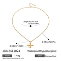 Collana con croce in acciaio inossidabile dorato e zirconi con specifiche di misura - Stile croce con zirconia bianca (JDN2411024)