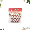 Detail view of 6-piece red and white Christmas candy cane ornaments in festive packaging - Red-7cm (Set of 6)