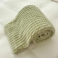 Coperta spessa verde menta in pile di latte con trama 3D ondulata di alta qualità - Griglia a Nido d'Ape Verde Latte / 100*150CM Coperta