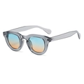 Retro round sunglasses with transparent grey frame and blue-orange gradient lenses - Clear Grey Frame Blue Orange Gradient Lens