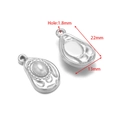 Silver stainless steel teardrop pendant with pearl inlay for DIY jewelry making - 13*22mm Irregular Teardrop with Pearl (Steel)