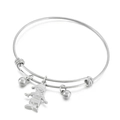 Verstelbare zilveren titanium stalen armband met cartoon jongen hanger en kralen - Zilveren Cartoon Jongen Stijl (KB149667-Z)