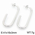 Pendientes de aro en U de acero de titanio plateado, 41x16x3mm y peso 7g - 41x16x3mm / Plateado