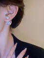 Elegant S925 silver needle pearl stud earrings with sparkling zircon butterfly accents - E4805 Silver-Studs (Pearl Ball/Crystal)