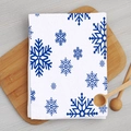 Christmas microfiber kitchen towel with blue snowflake patterns on white fabric - Blue Snowflake / 40*60cm