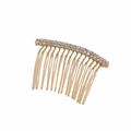 Detailed macro view of a golden hair comb with two rows of sparkling white rhinestones - Short Double Row Rhinestone / 6.5*4.5cm / Gold