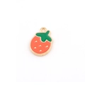 Mini DIY strawberry fruit pendant with red enamel and gold trim for jewelry making - Dandong Orange Strawberry