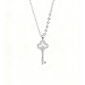 Elegant S925 sterling silver key necklace with sparkling pave-set white zircon stones - 925 Silver / White Gold