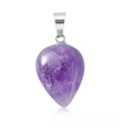 Polished natural teardrop Amethyst crystal pendant with silver-toned metal bail - Amethyst
