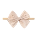Infant beige lace bow headband with soft elastic strap for baby girls princess style - Beige Style (7)
