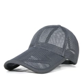 Dark grey breathable mesh baseball cap with extended brim for summer sun protection - Dark Gray