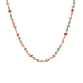 18K gold plated stainless steel chain necklace with vibrant colorful enamel beads - Gold-Multicolor