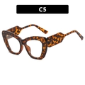 Montatura per occhiali cat eye con motivo tartarugato vintage e aste ampie geometriche - Leopardo / Lenti Chiare
