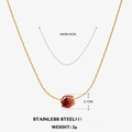Gold stainless steel necklace with round red zircon pendant, 40+5cm chain length - July