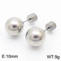 Polished silver stainless steel ball stud earrings with 10mm diameter and 9g weight - 10mm / Steel