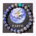 Detail of natural solar system stone beads with earth theme display card and tiger eye gems - Earth (With Card)