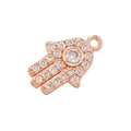 Macro detail of rose gold Hamsa hand pendant with micro-pave white cubic zirconia stones - Rose Gold White Zirconia