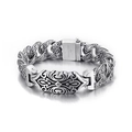 Bracciale retrò in acciaio inossidabile 316L con motivi a croce incisi per uomo - Argento Antico (KB148838-KJX)