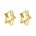 Detailed view of polished gold star-shaped hoop earrings with mirror finish - Gold 12.6mm Star