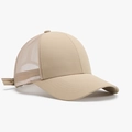 Breathable khaki trucker baseball cap with mesh back and waterproof quick-dry fabric - Khaki