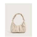 Bolso de hombro beige tipo nube con diseño plisado en cuero sintético de alta calidad - Blanco Roto
