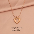 Rose gold heart pendant necklace with wings and snake chain on pink silk background - Rose Gold Large Heart Style (LT064MP696)