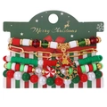 Christmas multilayer bracelet set with green white beads and festive wreath charm - Christmas Wreath Pendant Style (MY2698-7)