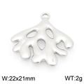 Silver stainless steel coral pendant accessory with cutout design 22x21mm for DIY jewelry - Silver Coral (KLJ9978-Z)