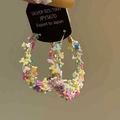 Gouden oorringen met gekleurde strikjes en strass steentjes vastgehouden voor display - 34# Goud - Kleurrijk - Strik Strass Metalen Hoop Oorbellen