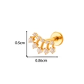 Golden titanium heart body piercing with clear zircon and 0.5cm by 0.86cm dimensions - Curved Row Zirconia Style (T2554-5#) / Gold