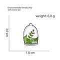 Spilla smaltata pianta in campana di vetro in lega ecologica dimensioni 3,0x1,8cm - CC1888 Piante grasse in cupola