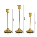 Gold plating candle holder set of 3 with heights 16cm 19cm and 22cm for wedding decor - Type A - Bronze Set (3 Pcs)