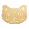 Cat head shaped beige PVC litter mat with non-slip high-density coil fiber structure - Cat / Off-white