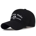 Casquette de baseball en coton noir avec broderie blanche et visière courbée de profil - Réglable / Noir