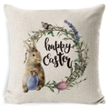 Easter square throw pillow cover with a cute bunny and Happy Easter watercolor illustration - 45*45cm Pillowcase (No Insert) / Pattern ZL2002064-6