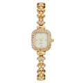 Luxurious gold-tone quartz watch for women with sparkling crystal-encrusted band and case - Gold