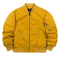 Bright yellow men's MA1 bomber jacket with ribbed collar and utility sleeve pocket - S / Yellow