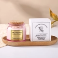 Pink glass aromatherapy candle with natural cork lid and premium white gift box packaging - Elegant Pink Tuberose