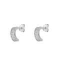 Macro shot of S925 sterling silver hallmark on pavé set CZ hoop earrings for women - Pave C-Hoop / Silver