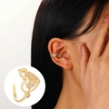 Elegante vergulde hart ear cuff met glanzende zirkoon inleg voor oren zonder gaatjes - Hol Hart Zirkonia Stijl (N-990)