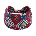 Böhmisches Yoga-Haarband mit lebendigen tribal-geometrischen Mustern in Blau und Rot - Königsblau Rot Schwarz Geometrisch (#68)