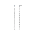 Detail of silver long chain tassel earrings with sparkling clear cubic zirconia stones - Paperclip Chain Drop (JQH0276-SS)