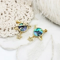 18k gold-plated planet and star charms with abalone shell and sparkling zircons - Planet 22*22mm
