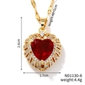 Elegant red heart pendant necklace with zircon halo and 45cm chain in variant red finish - Red Gem/Gold Chain (N01130-8)